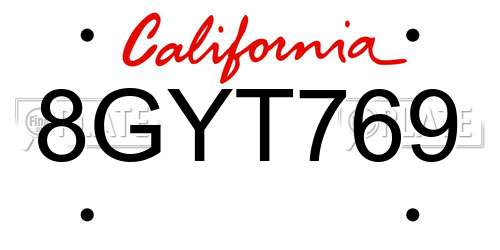 8GYT769 California License Plate
