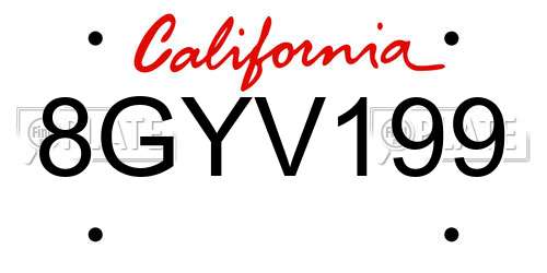 8GYV199 California License Plate