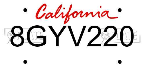 8GYV220 California License Plate