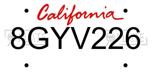 8GYV226 California License Plate