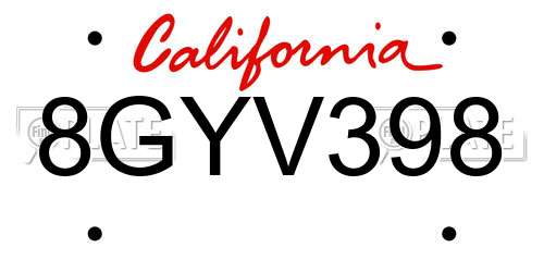 8GYV398 California License Plate