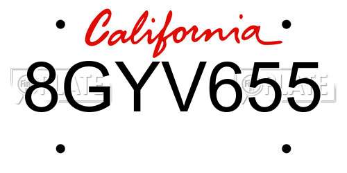 8GYV655 California License Plate