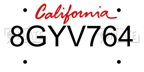 8GYV764 California License Plate