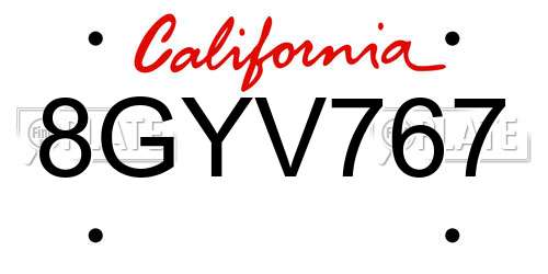 8GYV767 California License Plate