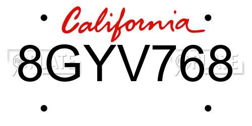 8GYV768 California License Plate