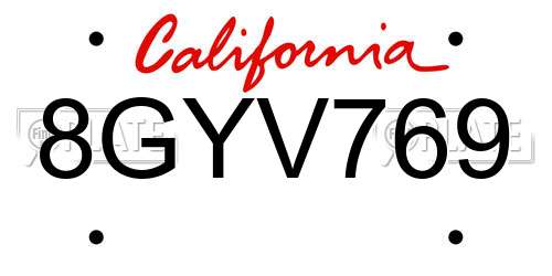 8GYV769 California License Plate