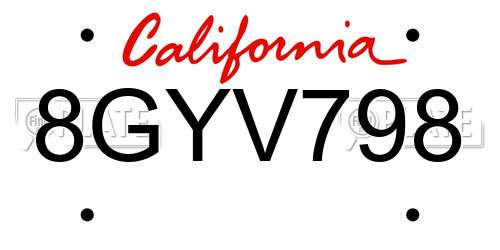 8GYV798 California License Plate