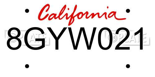 8GYW021 California License Plate