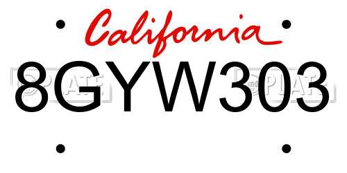 8GYW303 California License Plate