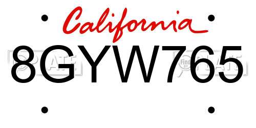 8GYW765 California License Plate