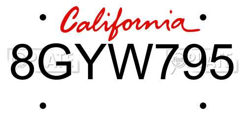 8GYW795 California License Plate
