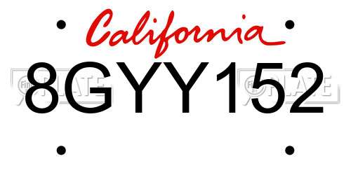 8GYY152 California License Plate