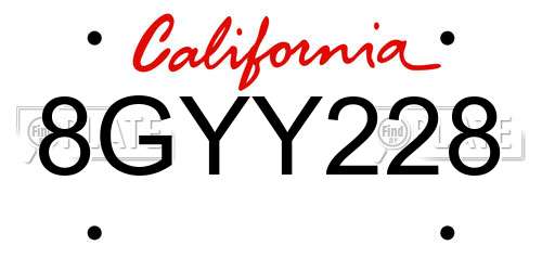 8GYY228 California License Plate