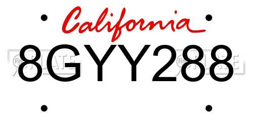 8GYY288 California License Plate