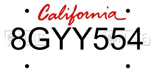 8GYY554 California License Plate