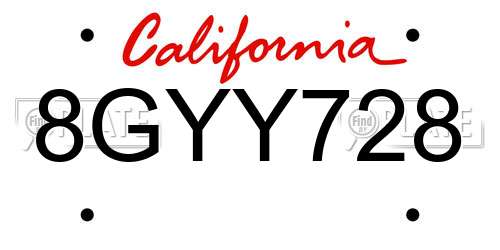 8GYY728 California License Plate
