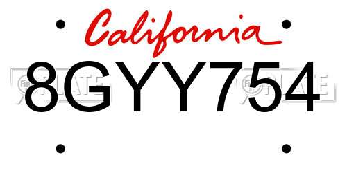 8GYY754 California License Plate