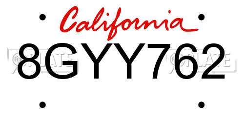 8GYY762 California License Plate