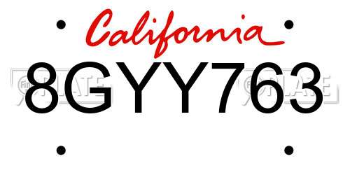 8GYY763 California License Plate