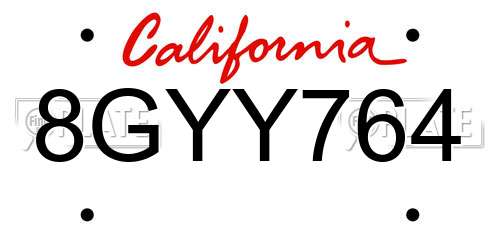 8GYY764 California License Plate