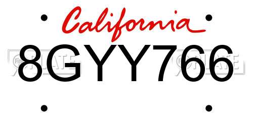8GYY766 California License Plate