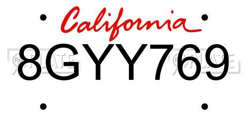 8GYY769 California License Plate