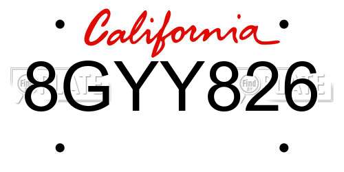 8GYY826 California License Plate