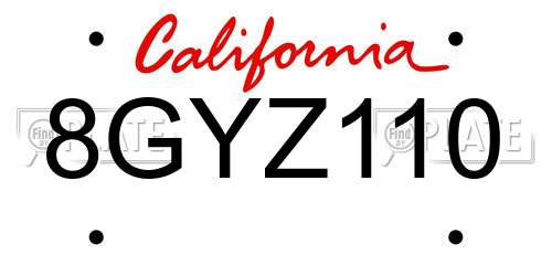 8GYZ110 California License Plate