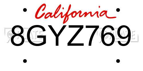 8GYZ769 California License Plate