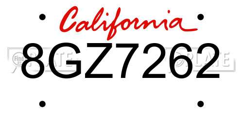 8GZ7262 California License Plate