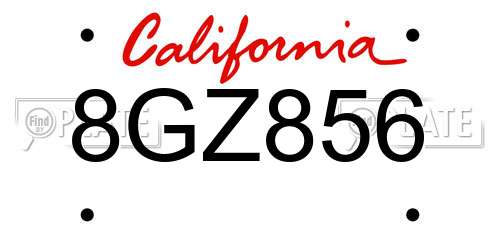 8GZ856 California License Plate