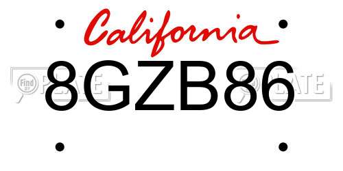 8GZB86 California License Plate