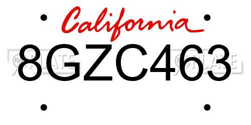 8GZC463 California License Plate