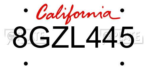 8GZL445 California License Plate