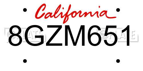8GZM651 California License Plate