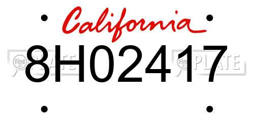 8H02417 California License Plate