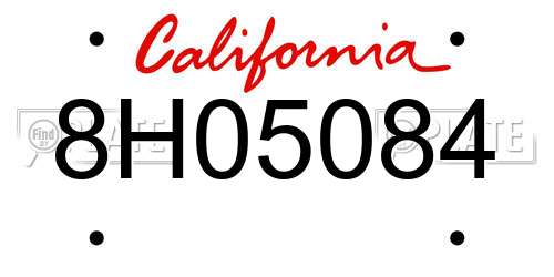 8H05084 California License Plate