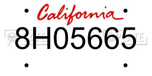 8H05665 California License Plate