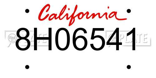 8H06541 California License Plate