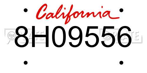 8H09556 California License Plate