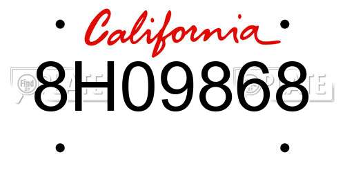 8H09868 California License Plate