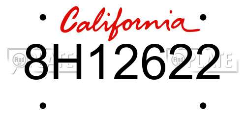 8H12622 California License Plate