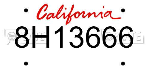8H13666 California License Plate