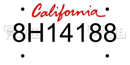8H14188 California License Plate