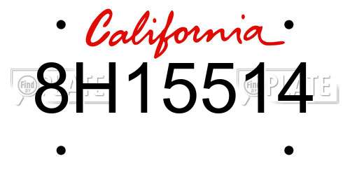 8H15514 California License Plate