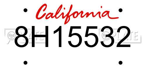 8H15532 California License Plate
