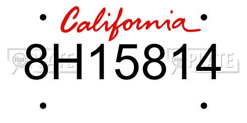 8H15814 California License Plate