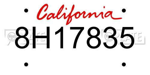 8H17835 California License Plate