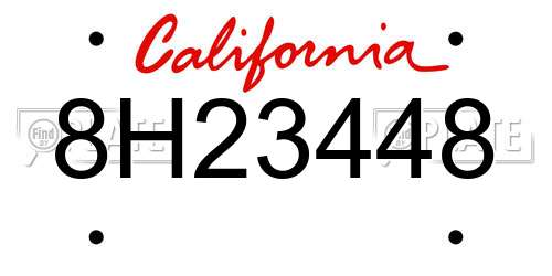 8H23448 California License Plate