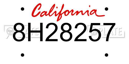 8H28257 California License Plate